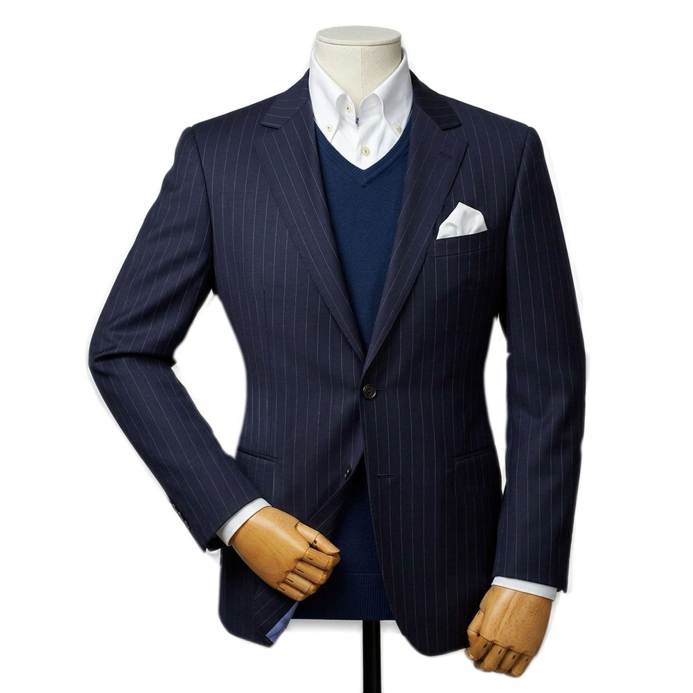 Lagonda Paris Vintage Navy Pinstripe Wool Blazer Made in France Men's Size 41R